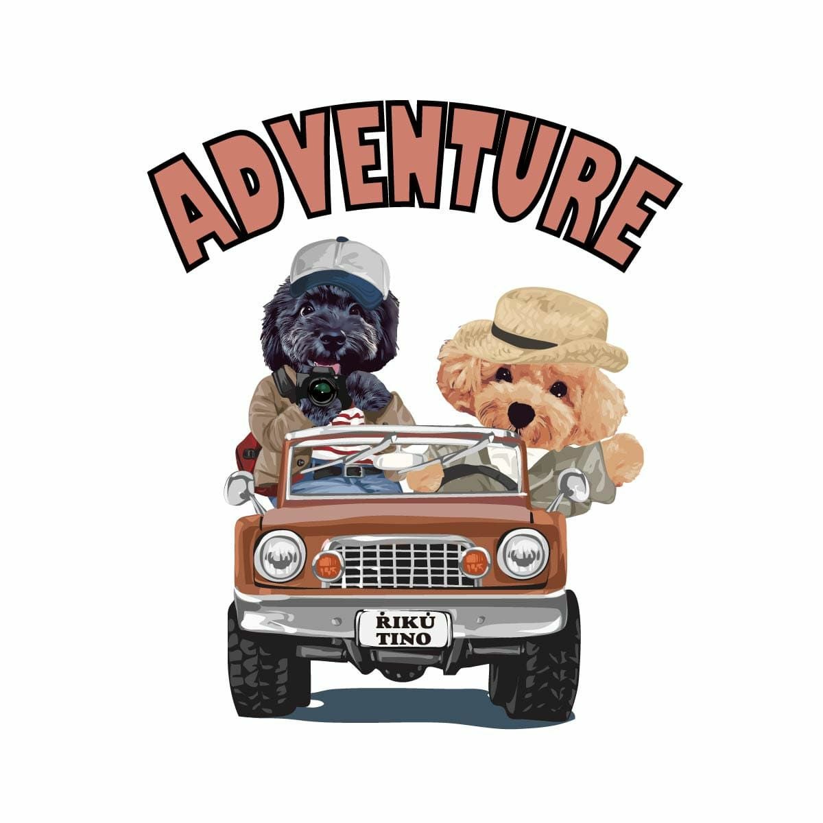 ワンポイントプリント2頭デザイン03