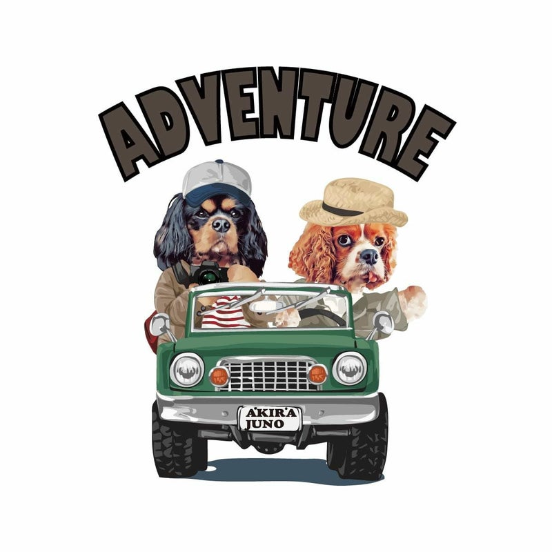 ワンポイントプリント2頭デザイン02