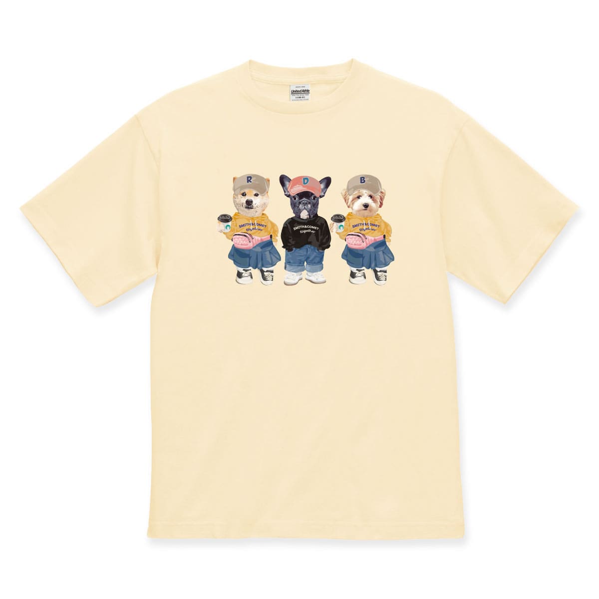 アイボリーに３頭デザインをプリントしたイメージ