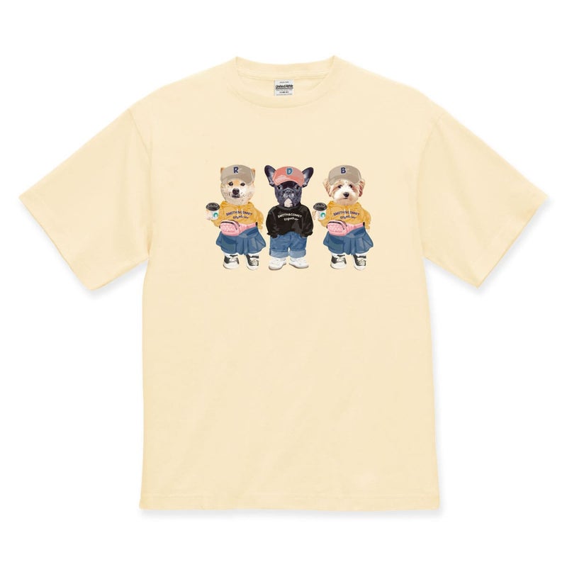 アイボリーに３頭デザインをプリントしたイメージ