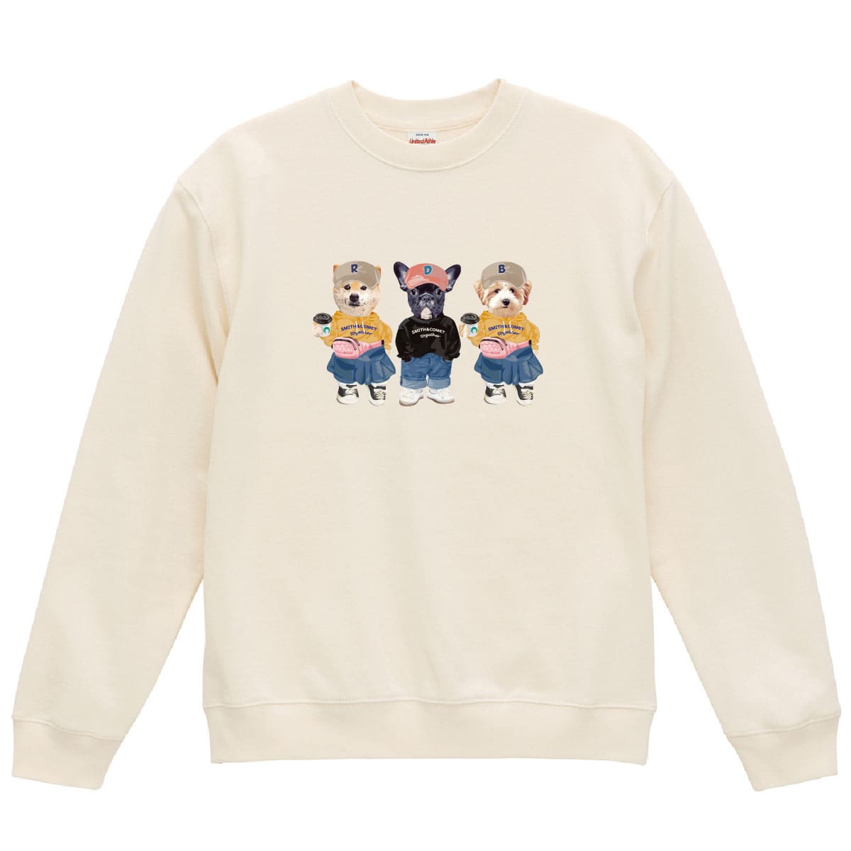 ヴィンテージナチュラルに３頭デザインをプリントしたイメージ