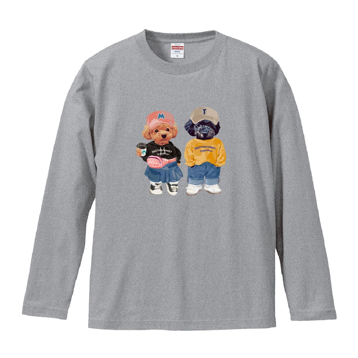 ミックスグレーに２頭デザインをプリントしたイメージ