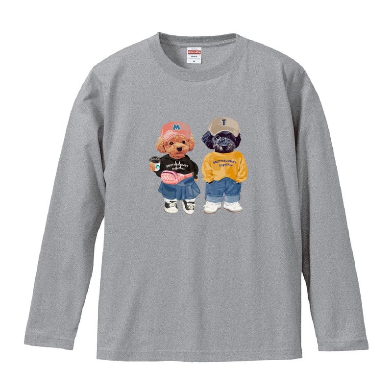 ミックスグレーに２頭デザインをプリントしたイメージ