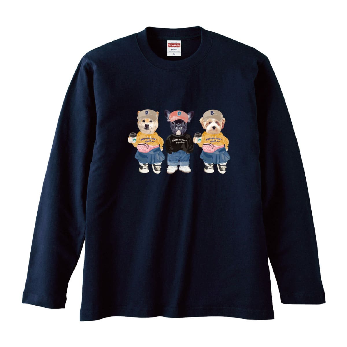 ネイビーに３頭デザインをプリントしたイメージ