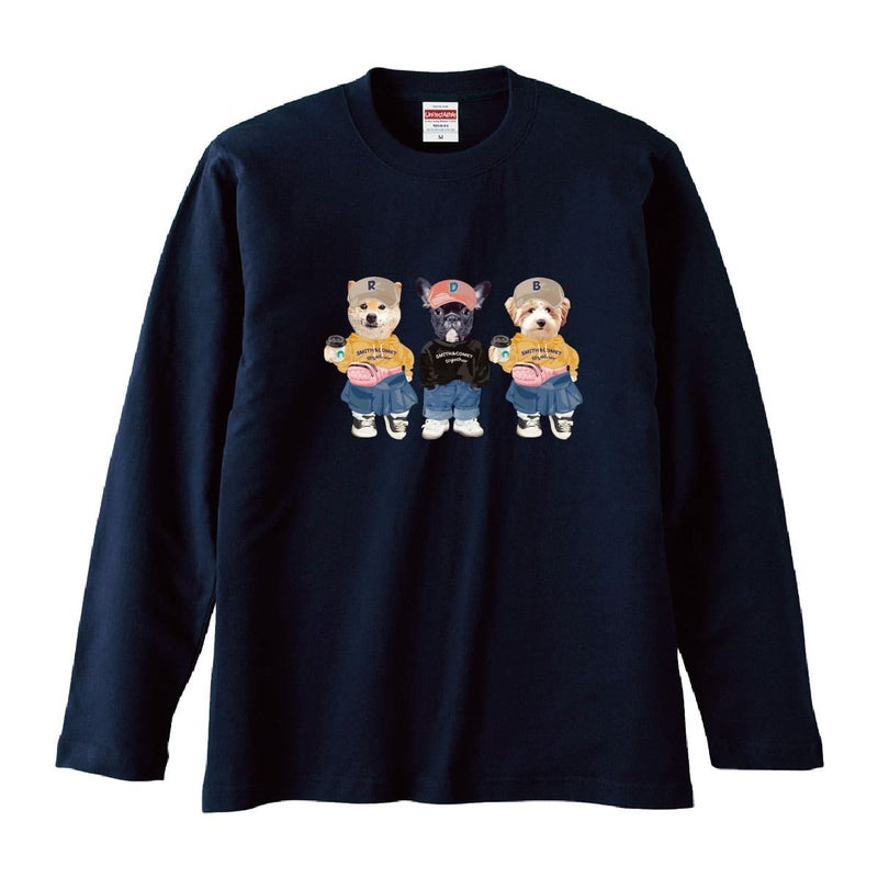 ネイビーに３頭デザインをプリントしたイメージ