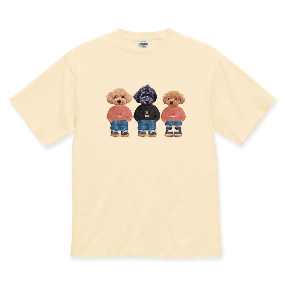 アイボリーに３頭デザインをプリントしたイメージ