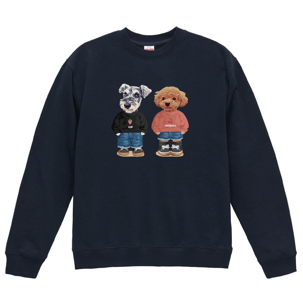 ダークネイビーに２頭デザインをプリントしたイメージ