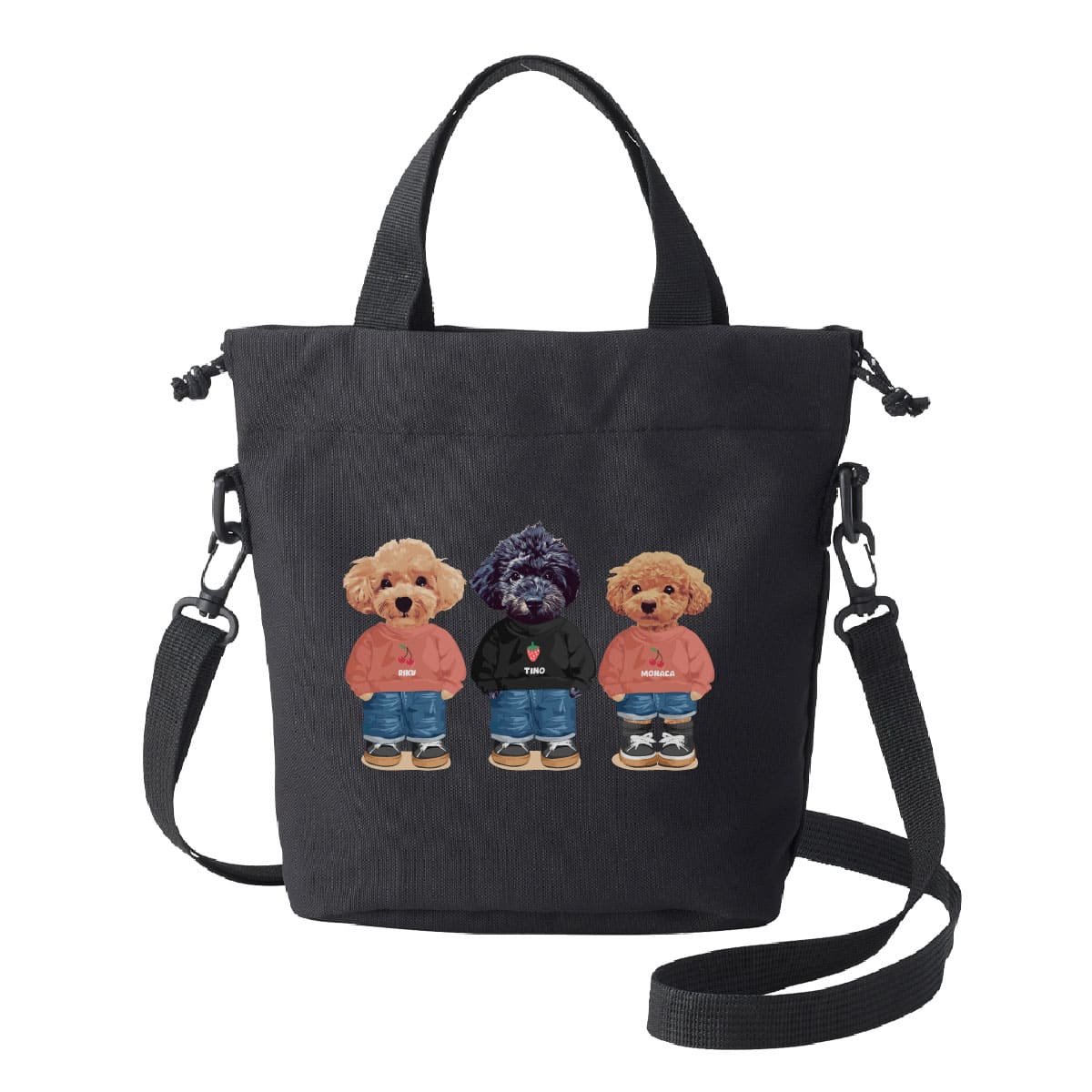 ブラックに３頭デザインをプリントしたイメージ