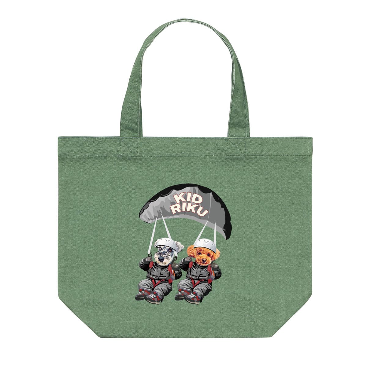 リーフグリーンに２頭デザイン01をプリントしたイメージ