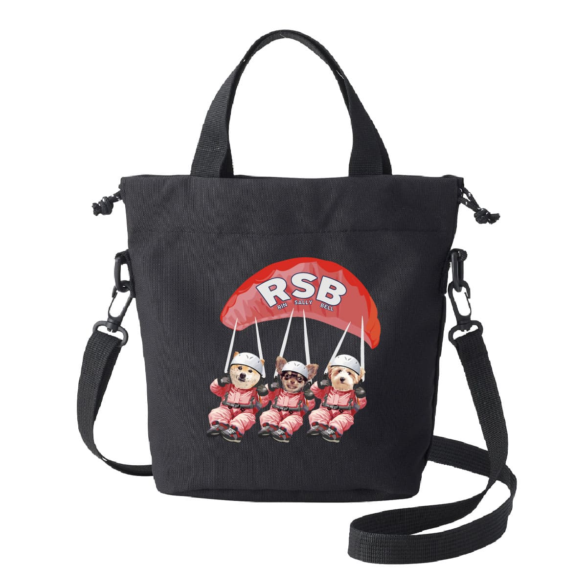 ブラックに３頭デザイン02をプリントしたイメージ