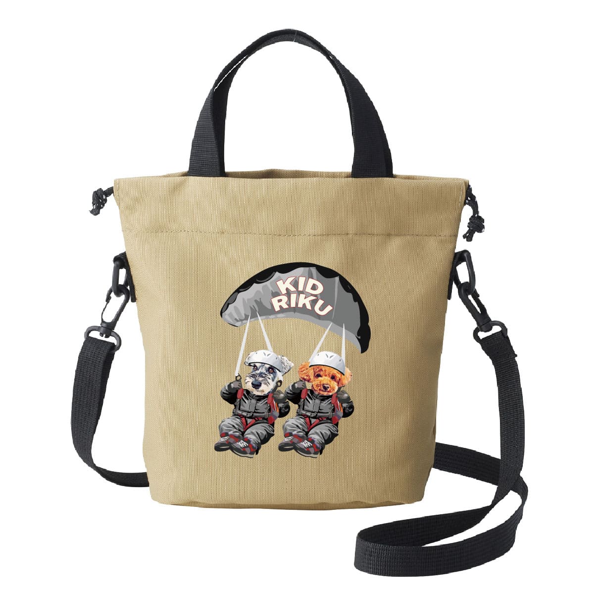 ベージュに２頭デザイン01をプリントしたイメージ