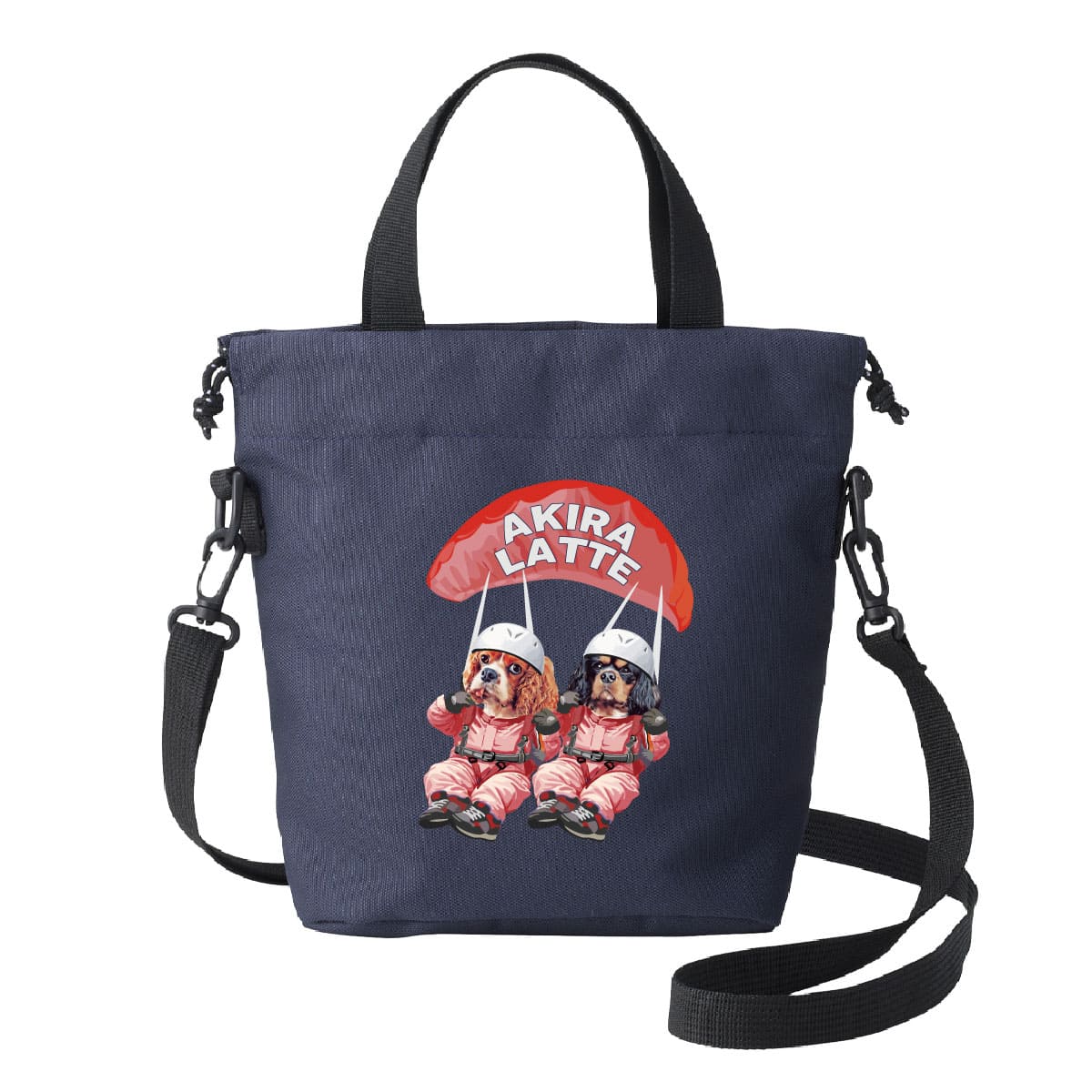 ネイビーに２頭デザイン02をプリントしたイメージ