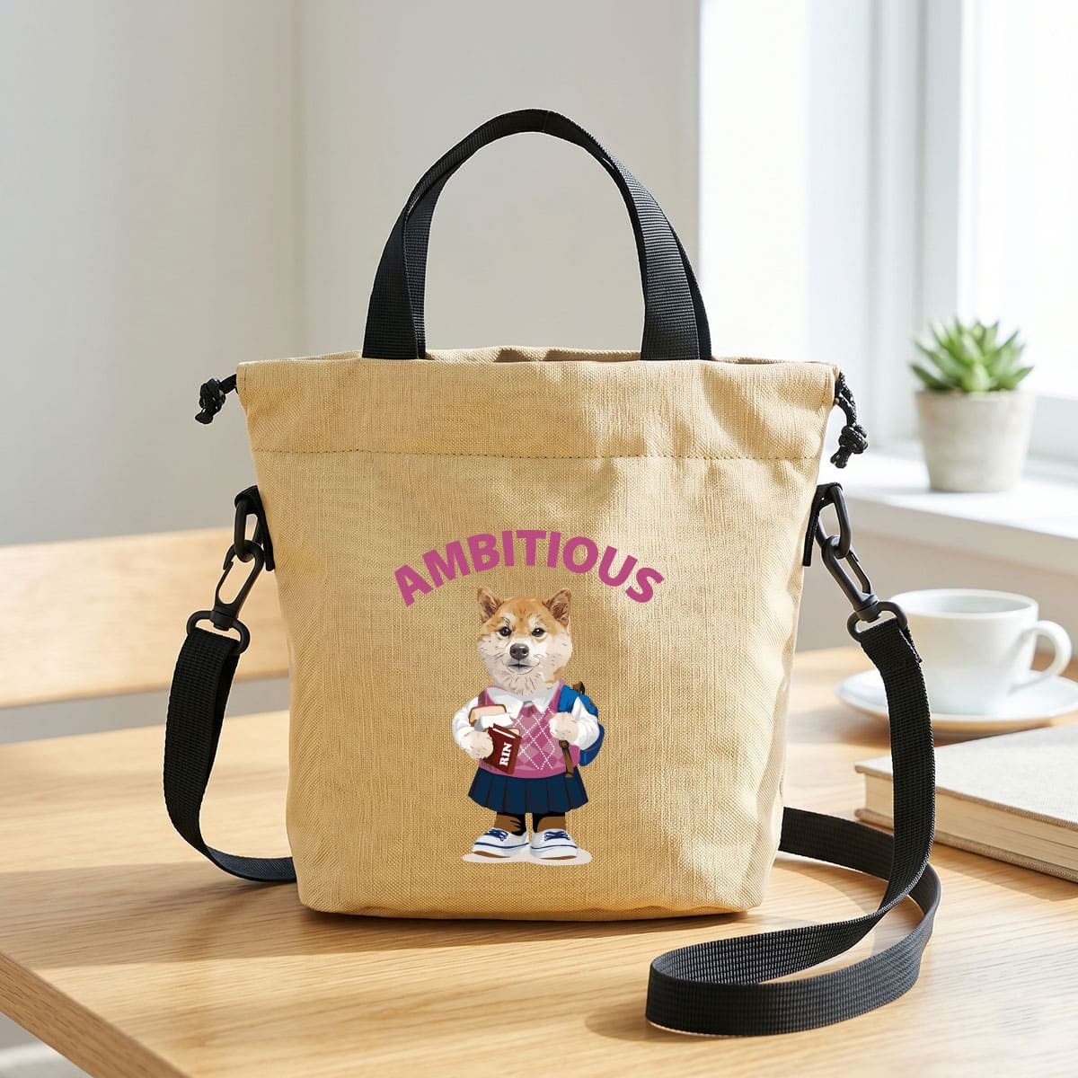 イラスト番号4を肩掛けバッグにプリントしたイメージ