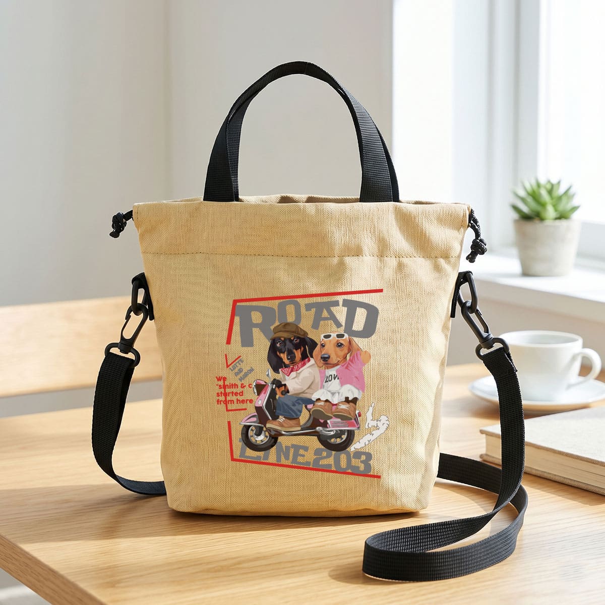 形バッグにイラスト番号1をプリントしたイメージ